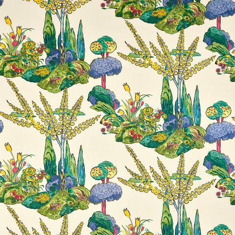 Orleans Yellow and Red Fabric - F945029 - Thibaut Fabric