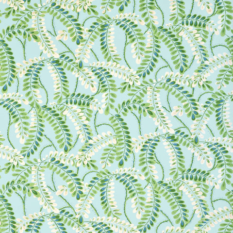 Augusta Turquoise Fabric - F945040 - Thibaut Fabric