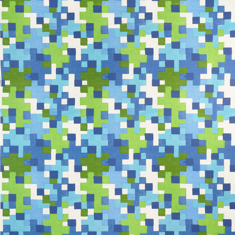 Pixel Blue and Green Fabric - F945044 - Thibaut Fabric