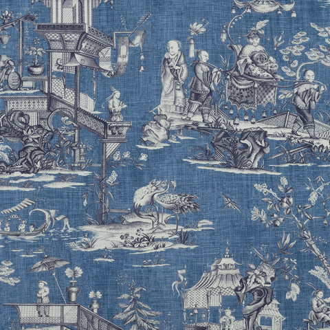 Cheng Toile Navy Fabric - F975465 - Thibaut Fabric
