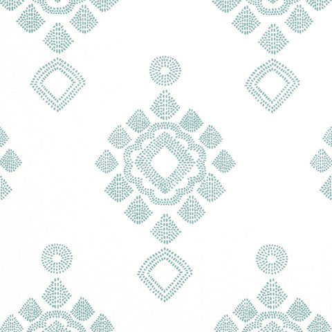 Province Medallion Seaglass Fabric - F981320 - Thibaut Fabric