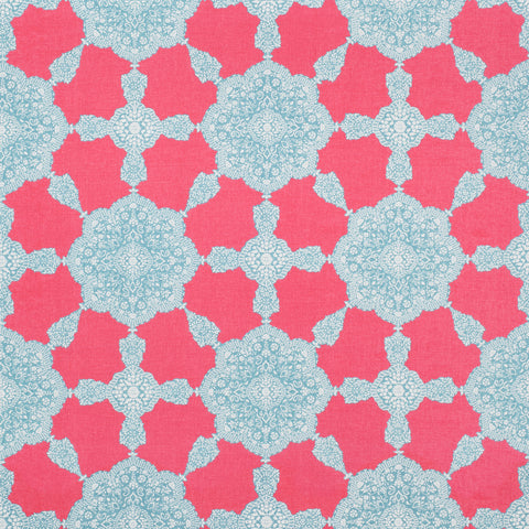 Medallion Paisley Pink and Turquoise Fabric - F988726 - Thibaut Fabric