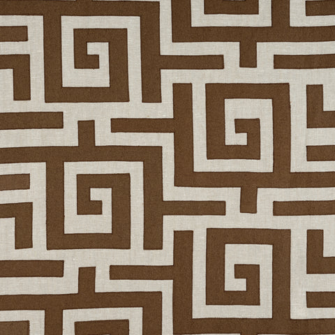 Tulum Applique Brown on Natural Fabric - W713226 - Thibaut Fabric