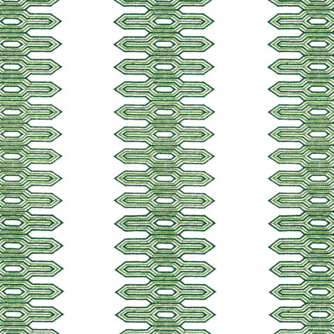 Nola Stripe Embroidery Green Fabric - W720808 - Thibaut Fabric