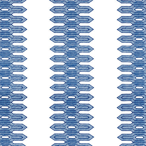 Nola Stripe Embroidery Navy Fabric - W720810 - Thibaut Fabric