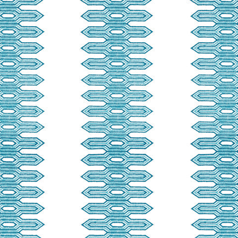 Nola Stripe Embroidery Aqua Fabric - W720811 - Thibaut Fabric