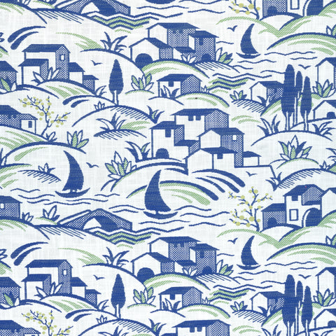 Landmark Marine and Apple Green Fabric - W73525 - Thibaut Fabric