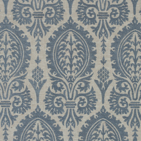 Sir Thomas Embroidery Slate Blue Fabric - W772571 - Thibaut Fabric