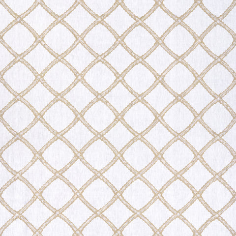 Majuli Embroidery Beige on White Fabric - W788705 - Thibaut Fabric