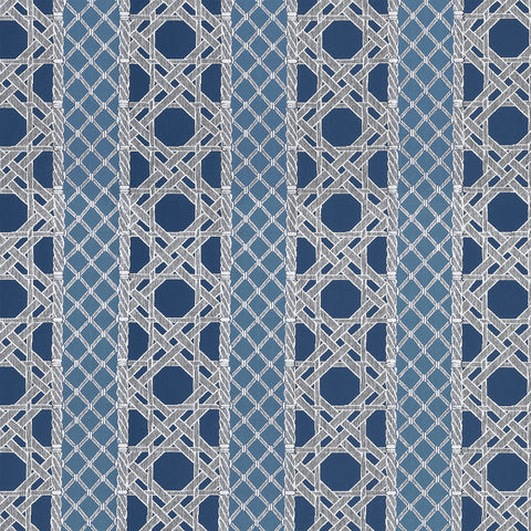 Trelliage Navy and Cadet Fabric - W81775 - Thibaut Fabric