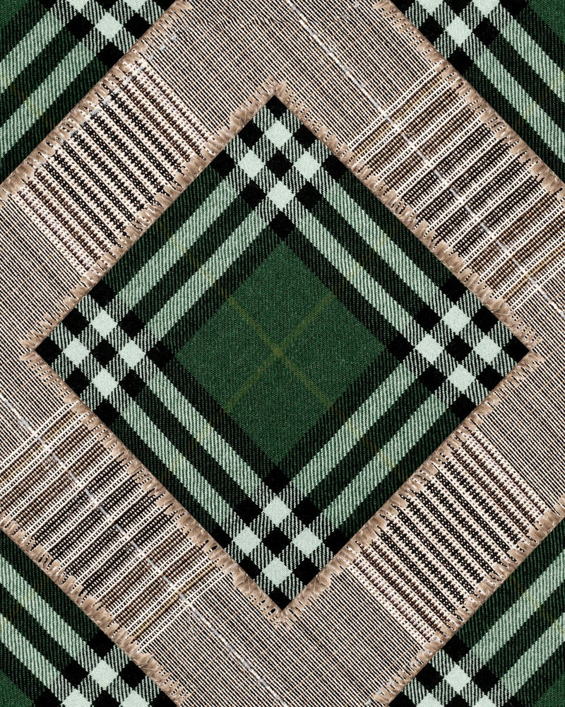 Mind The Gap - CHECKERED PATCHWORK British Green Wallpaper - WP20389