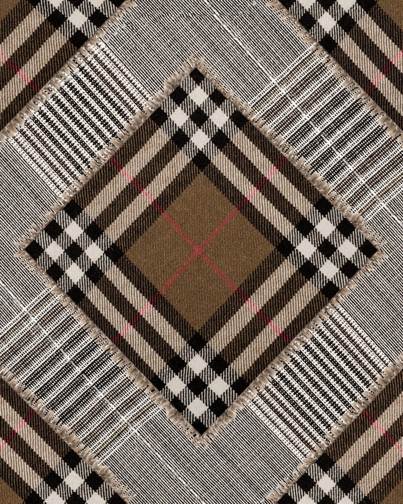 Mind The Gap - CHECKERED PATCHWORK Mid Brown Wallpaper - WP20390