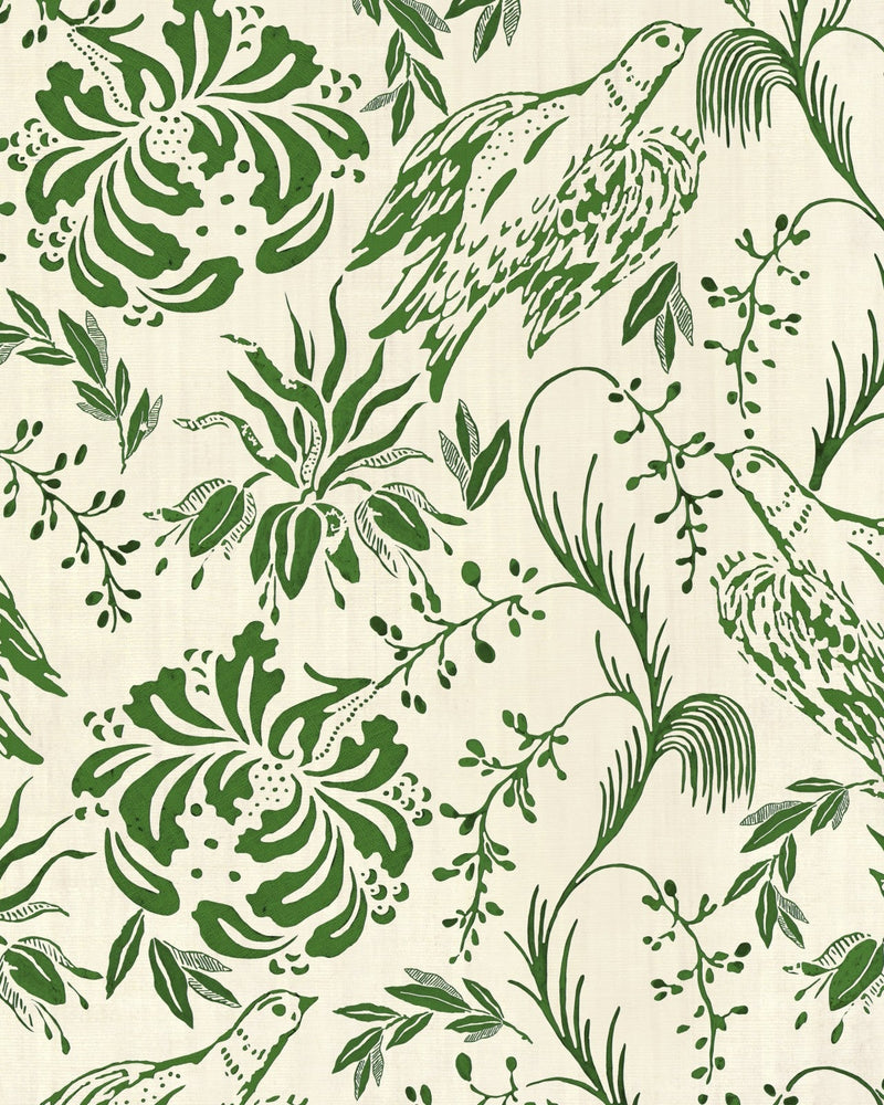 Mind The Gap - FOLK EMBROIDERY Fern Green Wallpaper - WP30015