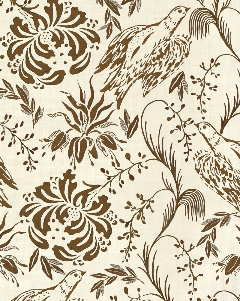 Mind The Gap - FOLK EMBROIDERY Tobacco Wallpaper - WP30017