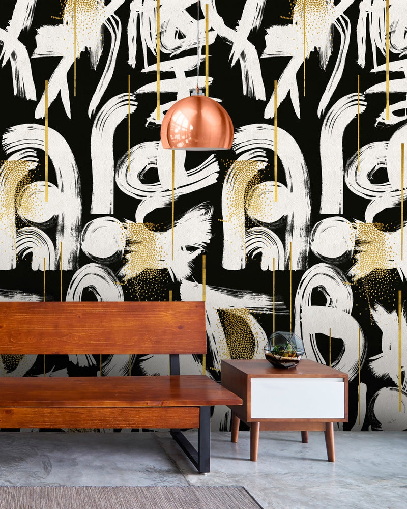 Mind The Gap - GESTURAL ABSTRACTION Anthracite Wallpaper - WP20331