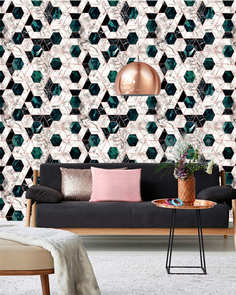 Mind The Gap - HEXA Jade Metallic edition Wallpaper - WP20293