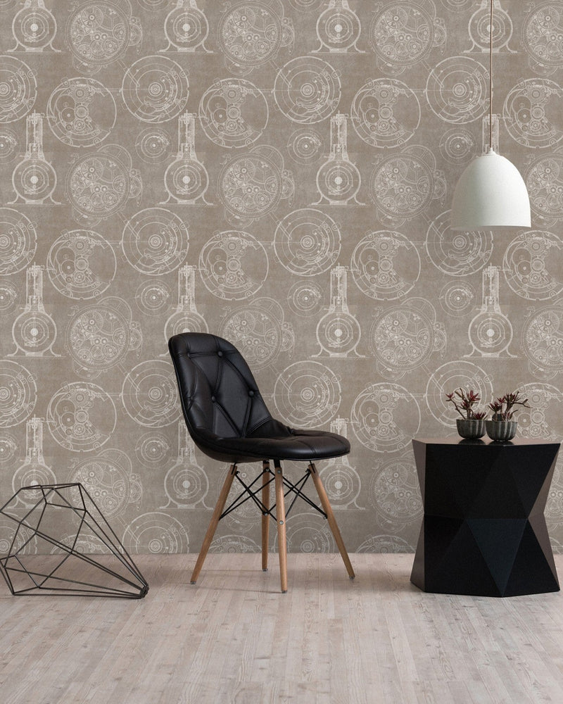 Mind The Gap - HORLOGERIE Taupe Premium Wallpaper - WP20042