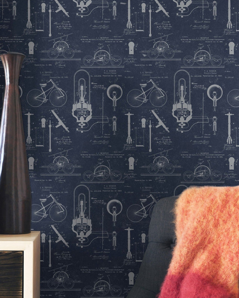 Mind The Gap - PATENTS Blue Premium Wallpaper - WP20050