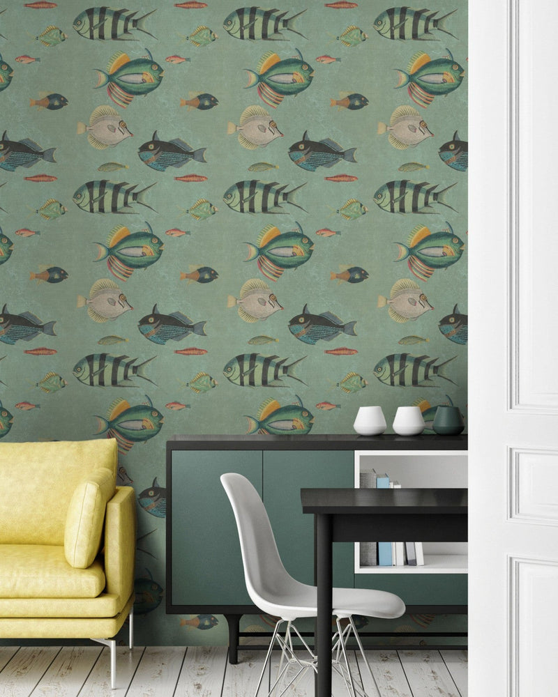Mind The Gap - POISSONS Green Wallpaper - WP20181