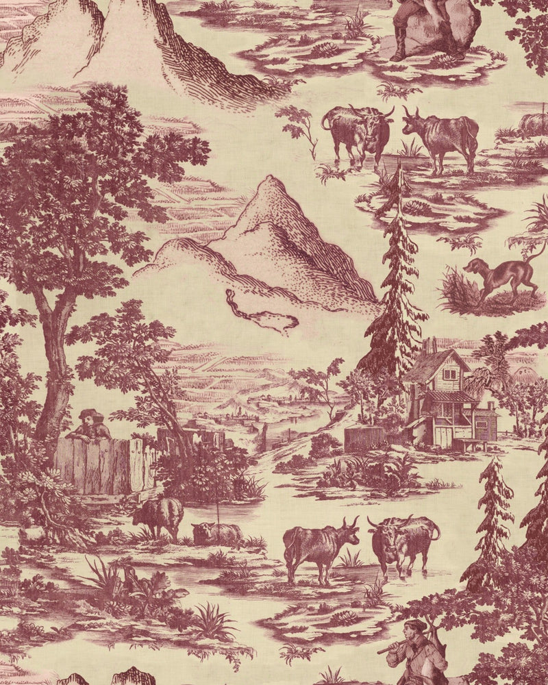 Mind The Gap - TOILE DU TYROL Burgundy Wallpaper - WP30147