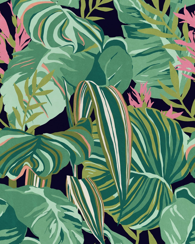 Mind The Gap - TROPICAL FOLIAGE Anthracite Wallpaper - WP20366